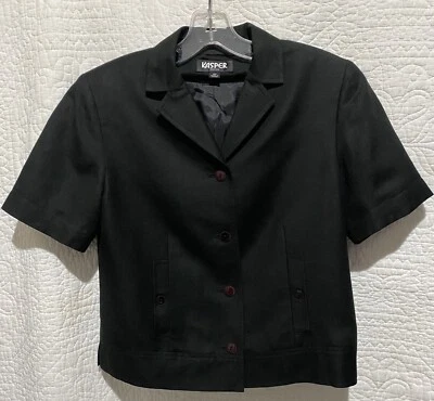 Kasper Petites Women's Business Blazer Suit Jacket Coat Size 4P Black EUC - Image 1 of 4