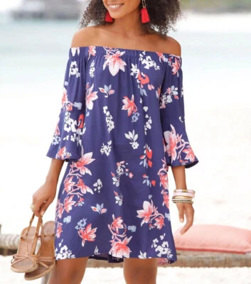 NEU SUMMERFEELING CARMEN SOMMER STRANDKLEID 34 36 BEACH TIME blau*79778918 - Bild 1 von 4