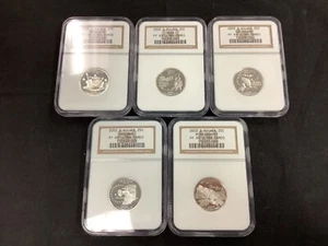 2002 S Silver Proof State Quarters 5-coin set NGC Graded Proof 69 Ultra cameo! - Picture 1 of 7