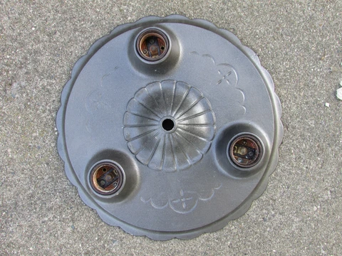 Antique ARTS and CRAFTS / GOTHIC Style Charcoal GREY Ceiling FIXTURE w/3 SOCKETS Cover
