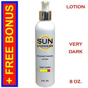 SUN GODDESS - Sunless Self Tanning Lotion - VERY DARK - 8 oz + Best Tanner Mitt - Picture 1 of 11