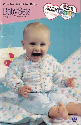 4 Baby Sets Knit Crochet Patterns Gumdrops Lazy Daisy Soft Stripe Christening - Image 1 of 4