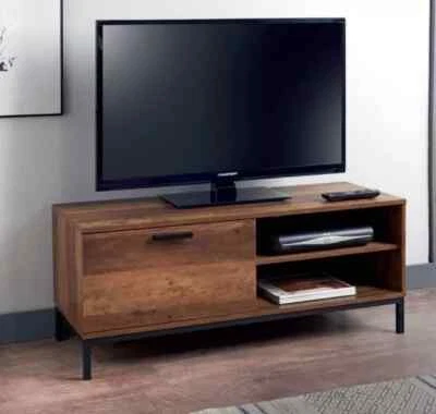 Modern Rustic Oak TV Cabinet Stand Unit Media Storage Space Shelves@@ - Image 1 of 3