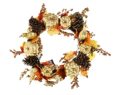 Martha Stewart Collection 249228 Harvest Gilded Pumpkin Artificial Wreath - Image 1 of 3