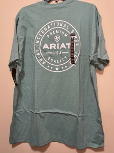 ARIAT MEN'S HERITAGE CIRCLE SHORT SLEEVE T-SHIRT BLUE HEATHER ~ SZ XL ~ NWT - Picture 1 of 7