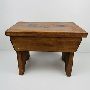 Vintage Cottage Folk Art Handmade Wood Step Stool Stencil Roosters 31 x 19x 22cm - Picture 1 of 9