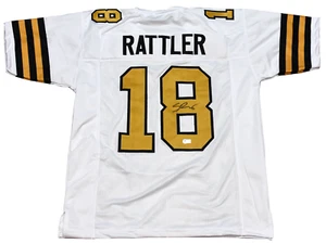 SPENCER RATTLER SIGNED NEW ORLEANS SAINTS #18 WHITE COLOR RUSH JERSEY BECKETT - Bild 1 von 1