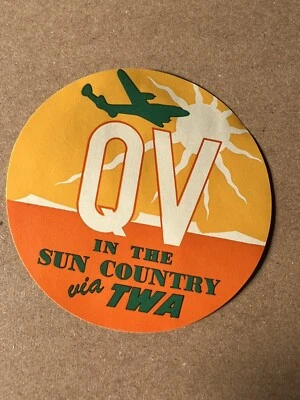 Etiqueta de viagem vintage TWA - década de 1950 Super Connie - Férias rápidas no campo do sol - Imagem 1 de 3