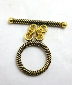 6 SET 20X33MM SOLID COPPER TOGGLE CLASP 2 STRAND ANTIQUE GOLD PLATED 581 DTH-153 - Picture 1 of 3