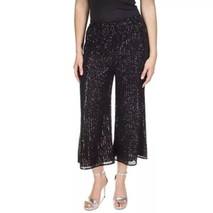 Michael Kors Women's Sequined Cropped Pants, Black XL - Picture 1 of 4