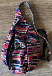 Kavu Rope Sling Crossbody Bag Coastline Rainbow Stripe Colorful 15”x9.5” - Picture 1 of 4