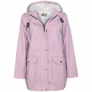 PU Raincoat Lilac Jacket Windbreaker Waterproof Parka Hooded Girls 5-13 Years - Picture 1 of 7