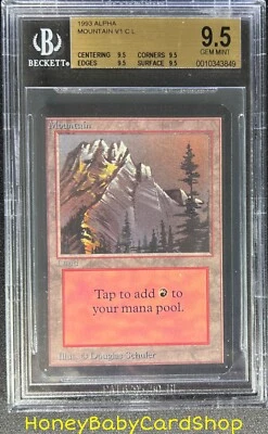 MTG Limited Edition Alpha 1993 Mountain (A) BGS 9.5Q (TRUE QUAD) GEM MINT 93/94 - Image 1 of 4