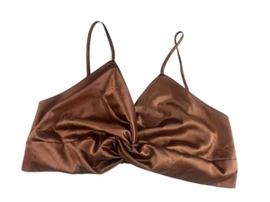Brown Satin Tube Top Spaghetti Strap Size Medium Spring Haze Los Angeles - Picture 1 of 6