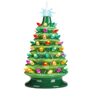 JOIEDOMI 15" Cerámica Árbol de Navidad, Sobremesa Árbol de Navidad con Tapa de Estrella... - Imagen 1 de 8