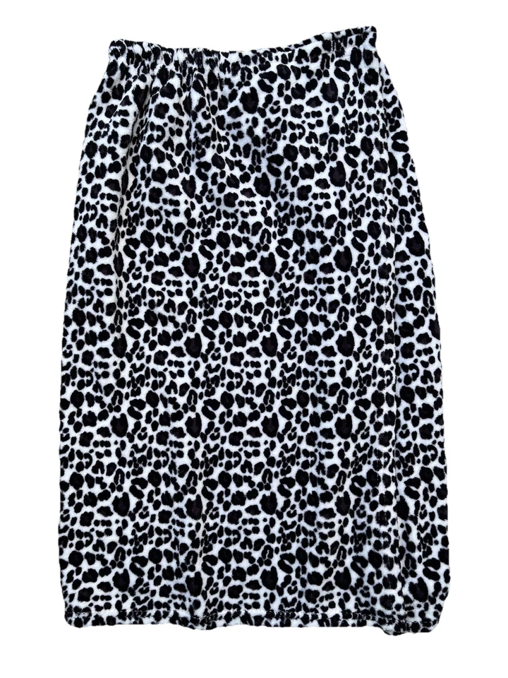 Falda Larga Ultra Suave S M Blanco Leopardo Vellón Difuso Elástico Envoltura Cálida Boho Foto 1 de 1
