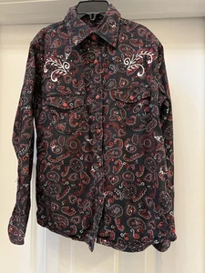 Cowgirl Hardware Western Shirt GIRLS M Black Red Pearl Snap Embroidered Heart - Picture 1 of 10