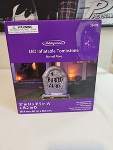 Farbwechsel LED Aufblasbarer Grabstein "Lebendig begraben" Halloween Dekoration  - Bild 1 von 4