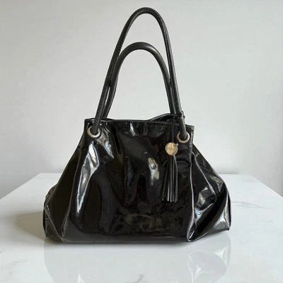Bolso de Mano Furla de Charol Negro con Herrajes Plateados Hecho en Italia Foto 1 de 4