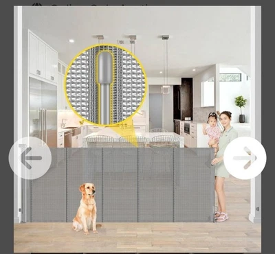 Reinforced 42 Extra Tall  80"Wide Retractable Baby  Pet Gate Gray  Model DTYMMSQ - Image 1 of 4