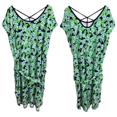 T by Talbots Womens 3X Plus Floral Dress UPF 50+ Coastal Resort Travel Stretch - Image 1 of 4