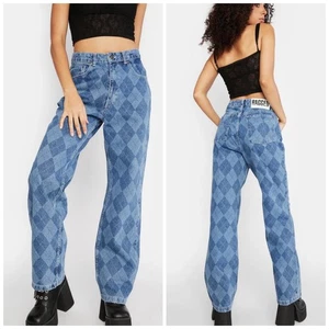 The Ragged Priest Detention Argyle Print High Waist Dad Jean Size 28 - Picture 1 of 10