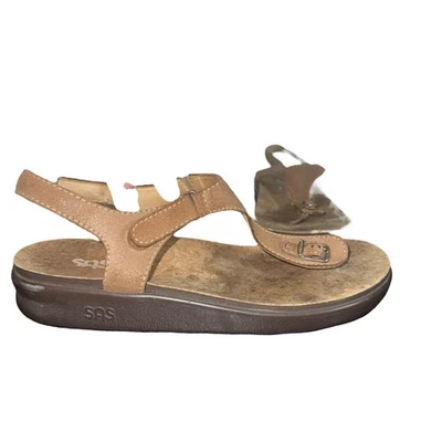 SAS Marina T-Strap Brown Leather Sandals Size 9.5 | Comfort Orthotic Footbed - Image 1 of 4