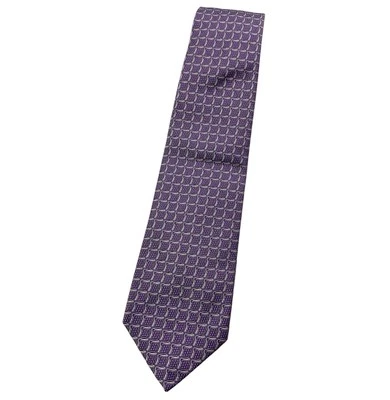 Corbata BVLGARI 7 pliegues para hombre 100 % seda corbata de lujo púrpura geométrica con:3,4" usada en excelente estado Foto 1 de 4