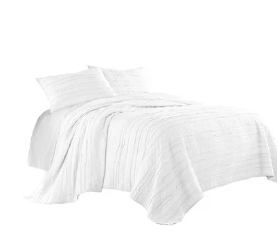 Katy 3-Piece Solid Raw Edge 100% Cotton Pre-Washed Soft-Finished Quilt Set (Q... - Image 1 of 4