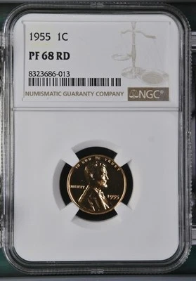 1955 Lincoln Wheat Penny NGC PF68 RD - Image 1 of 4