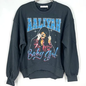 Daydreamer Aaliyah Baby Girl Oversized Crew Sweatshirt XS Vintage Black NWT - Picture 1 of 7