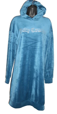 Novo Vestido Jumper Juicy Couture Azul Veludo com Capuz Tamanho 15-16 anos - Imagem 1 de 4