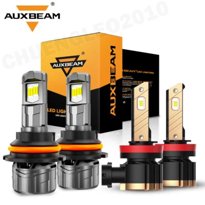 AUXBEAM Canbus 9007 LED 车头灯高低光束 H11 雾灯 6500K 120W 28000LM — 第 1/4 张图片