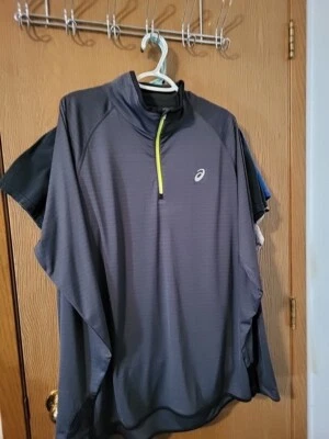 Camisa de Correr Asics Gris Con Cremalleras Amarillas Manga Larga 1/4 Cremallera Talla 2x Mujer Foto 1 de 4