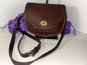1995 Coach Watson 9981 dunkelbraune Gove gegerbte Leder Turnverschluss Umhängetasche - Bild 1 von 10