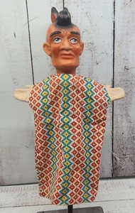Native American Indian Hand Puppet Mohawk Feather Headpiece Rubber Head - Picture 1 of 12