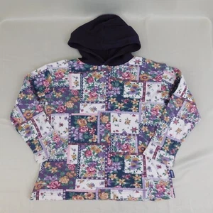 Borderline Kids Waffle Knit Floral Hooded Top 10-12 Medium #2086 - Picture 1 of 7