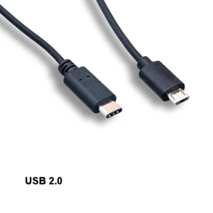 Kentek 6' USB 2.0 Micro B auf Typ C Kabel Daten Sync Aufladen Laptop PC Tablet SCHWARZ - Bild 1 von 1