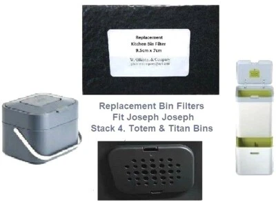 JOSEPH JOSEPH REPLACEMENT GILCHRIST Replacement Filters Fit Joseph Joseph Stack Food Waste 4L Caddy 8 Pack URMA UK