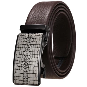 HJones Lujo Para Hombre Cinturón de Cuero Genuino Hebilla Automático Correa de Trinquete Lo último - Imagen 1 de 5