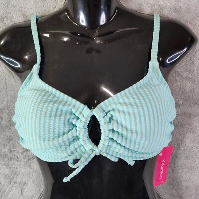 Juniors Xhilaration Seersucker Front Loop Bralette Bikini Top Striped M (4-6) - Image 1 of 4
