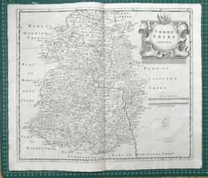 1695 Antique Morden Map Shropshire - from Camden's Brittania