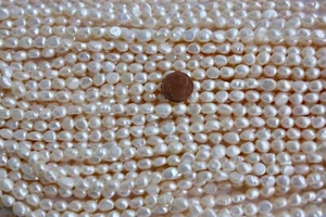 BBR41 Zuchtperlen Strang Süßwasser Perle Schmuck Kette Halsketten 6-7 mm barock - Bild 1 von 2