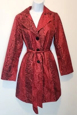 Gabardina Chico Midi Rojo Diseño Snack Botón Corbata Cintura Abrigo Para Mujer 0/Pequeño/4 Foto 1 de 4