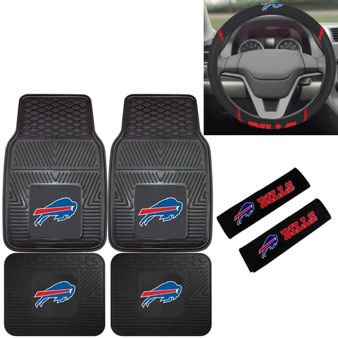 New NFL Buffalo Bills Car Truck Floor Mats Steering Wheel Cover Seat Belt Pads Cover