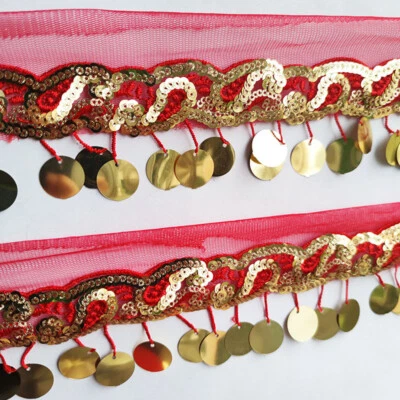 2 Yards 6cm Fringe Trim Ribbon Sequin Tassel Edge Fabric Sew Craft Costume Retro - Image 1 of 4