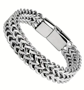 Woven Stainless Steel Meshed Curb Chain Cuban Link Wristband Bracelet Men Women - Picture 1 of 5