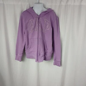 Gap Kids Full Zip Hoodie Purple Silver Logo Girls Size 10 - Picture 1 of 16