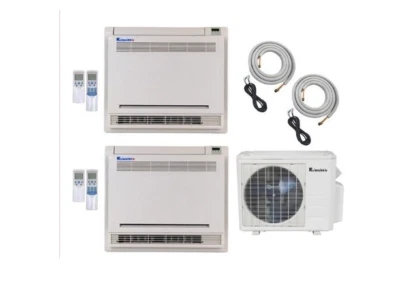 Klimaire 2-Zone 18K Console 22 SEER Ductless Multi-Zone Air Conditioner Heat KIT - Image 1 of 4