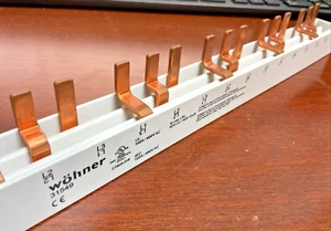 Wohner 31549 Comb-Type Busbar, 3-Pole, Bridge Type, Pitch 18mm, 12.750"Long - Bild 1 von 6